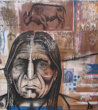 Painting titled "white buffalo" by Pascal A Pelletier, Original Artwork