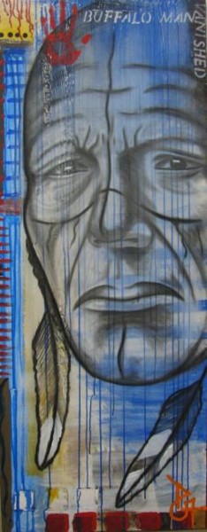Painting titled "buffalo man" by Pascal A Pelletier, Original Artwork