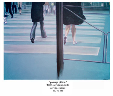 Painting titled "Passage piéton 1" by Frédéric Médrano, Original Artwork, Oil Mounted on artwork_cat.