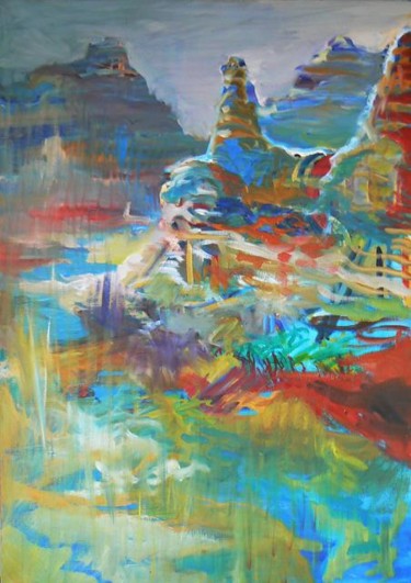 Peinture intitulée "Roche crystalline" par Olivier Montes, Œuvre d'art originale, Huile