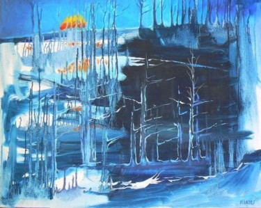 Schilderij getiteld "Lueur d'hiver" door Olivier Montes, Origineel Kunstwerk, Olie
