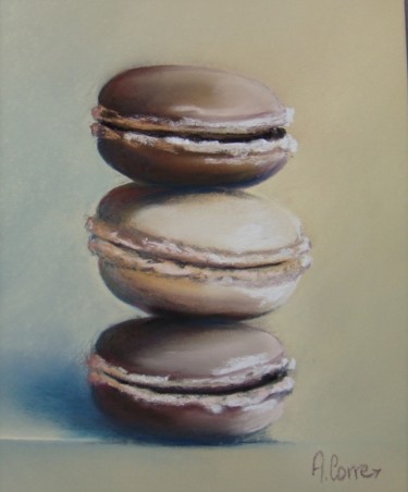 "3 macarons" başlıklı Resim Agnes Corre tarafından, Orijinal sanat, Pastel