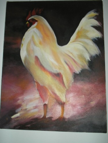 Painting titled "O GALO" by Regina Viana, Original Artwork, Oil
