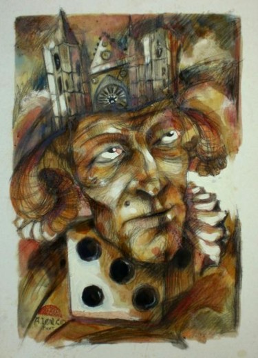 Painting titled "SAPIÊNS (La diserta…" by Alexander Leal Cid, Original Artwork, Oil