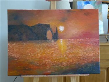 Peinture intitulée "etretat" par David Marchal, Œuvre d'art originale, Huile