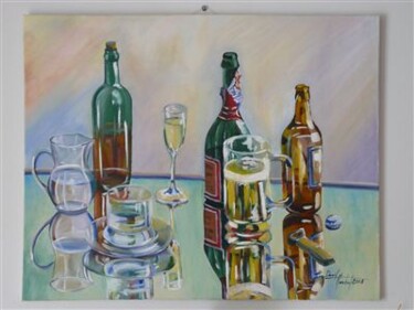 Peinture intitulée "Verres en reflet,Re…" par David Marchal, Œuvre d'art originale, Huile