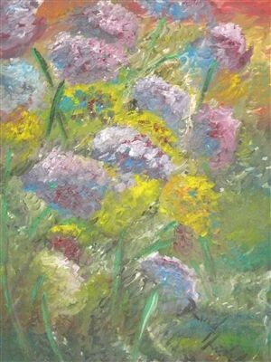 Peinture intitulée "Hortencia" par David Marchal, Œuvre d'art originale, Huile