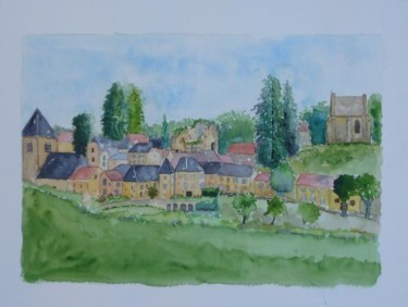 Schilderij getiteld "Village Saint-Geniès" door Jeangal, Origineel Kunstwerk