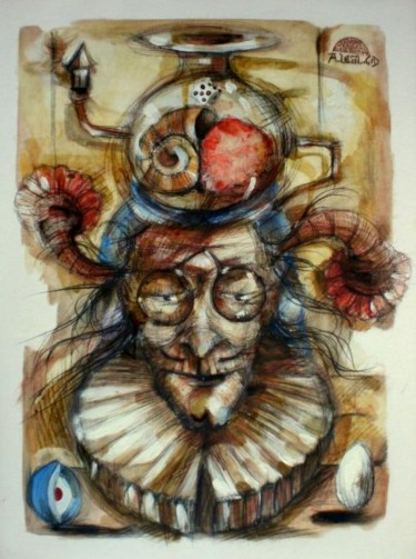 Painting titled "MENTIS´ (El alquimi…" by Alexander Leal Cid, Original Artwork, Oil