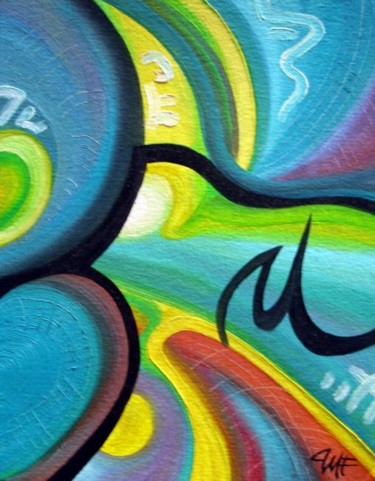 Painting titled "ESPACE" by Catherine Wernette, Original Artwork, Oil
