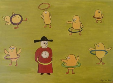 Painting titled "Try it!" by Kai-Yu Sun, Original Artwork, Oil