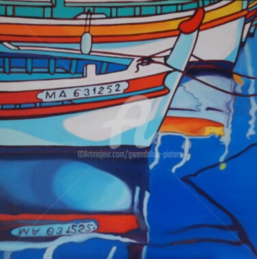 Painting titled "Reflets sur l'eau" by Gwendoline Pieters, Original Artwork, Oil