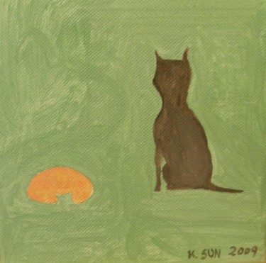 Painting titled "Xolo and Croissant" by Kai-Yu Sun, Original Artwork