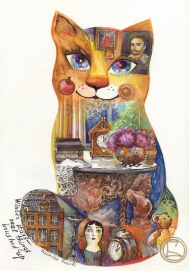 Peinture intitulée "*Beautifull cat! " par Oxana Zaika, Œuvre d'art originale