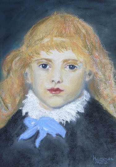 Peinture intitulée "Petite fille au rub…" par Mog, Œuvre d'art originale, Huile