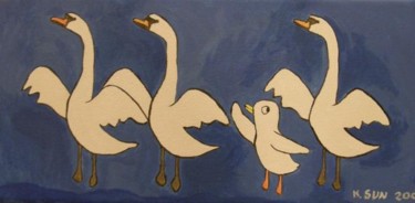 Painting titled "Swan Lake" by Kai-Yu Sun, Original Artwork, Other