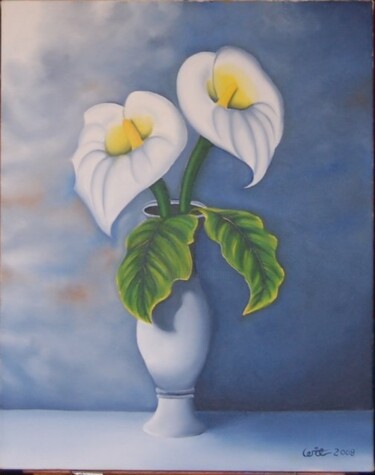 Painting titled "Copo de leite" by Wilson Caetano Pereira, Original Artwork, Oil