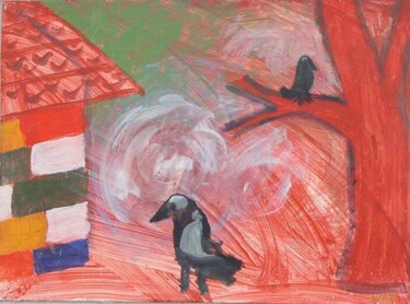 Crows on Indian Red