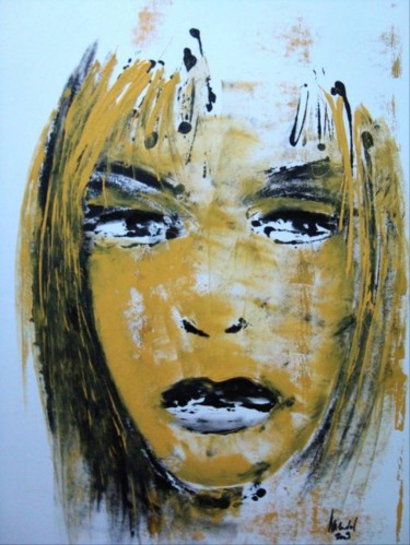 Painting titled "Anxieuse" by Mendelart, Original Artwork, Oil