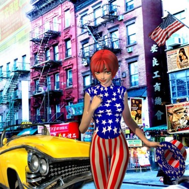 Collages intitulée "ChinaTown" par Alan Berg, Œuvre d'art originale