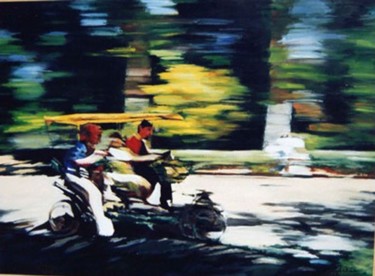 绘画 标题为“"PASEO POR EL PARQU…” 由Andrades, 原创艺术品, 油 安装在木质担架架上