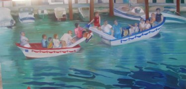 Peinture intitulée "Joutes enfantines" par Elisabeth Hunaut, Œuvre d'art originale