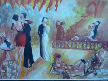 Peinture intitulée "Guinguette" par Jessuro, Œuvre d'art originale, Huile