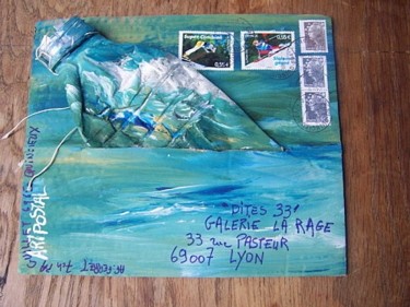 Sculpture intitulée "artpostal_bouteille…" par Anne-Frédérique Ferret, Œuvre d'art originale