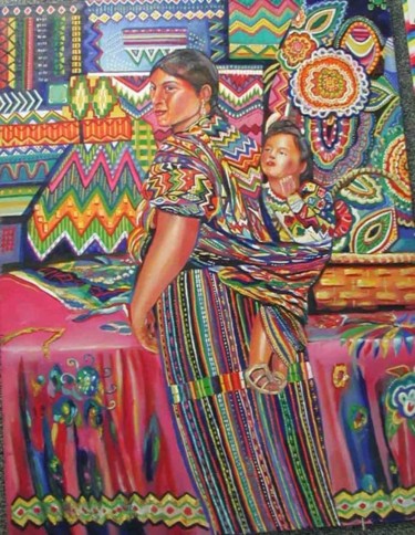 Pintura titulada "guatemala india_" por Enrique Marquez, Obra de arte original