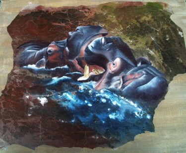 Peinture intitulée "Hippos" par Lou Auvray, Œuvre d'art originale