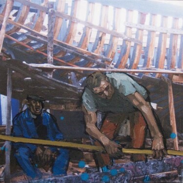 Peinture intitulée "Même le dimanche" par Gaele Flao, Œuvre d'art originale
