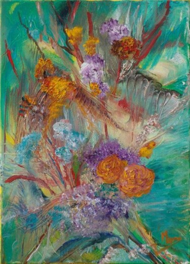 Malerei mit dem Titel "Libellule" von Mona Roussette, Original-Kunstwerk