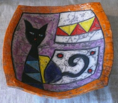 Design titled "assiette chat noir" by Armelle Colombier, Original Artwork, Ceramics