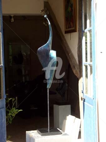 Sculpture intitulée "flamme bleue" par Kaol, Œuvre d'art originale