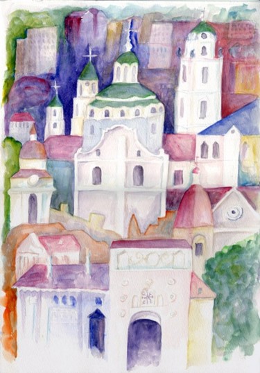 Painting titled "Vilnius Old Town -…" by Mikemonte, Original Artwork
