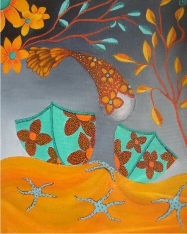 Painting titled "Astéroïdes" by Françoise Renaud, Original Artwork, Oil