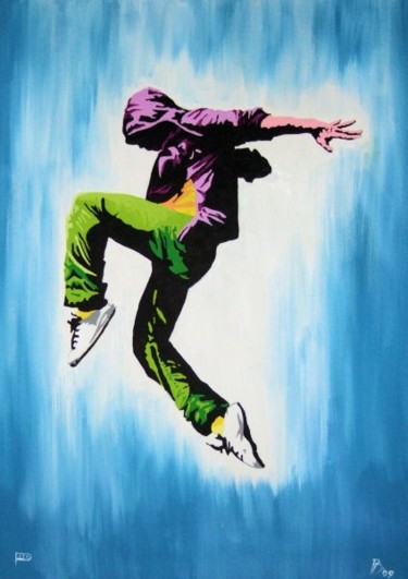 Painting titled "Street Dancer" by Davo, Original Artwork