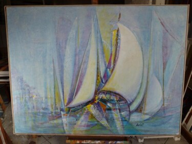 Peinture intitulée "Les voiles jaunes" par Pierre Baldi, Œuvre d'art originale