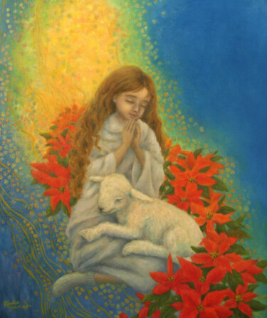 Painting titled "Innocent Prayer" by Kyoko Yamaji, Original Artwork, Oil
