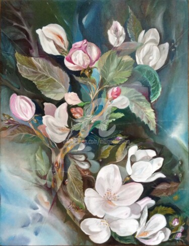 Peinture intitulée "Printemps" par Malgor Sadlon, Œuvre d'art originale, Huile Monté sur Châssis en bois