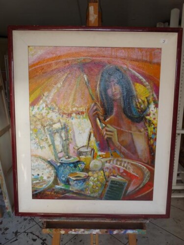 Peinture intitulée "La marchande au par…" par Pierre Baldi, Œuvre d'art originale