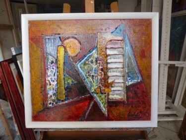 Peinture intitulée "Le triangle bleu" par Pierre Baldi, Œuvre d'art originale
