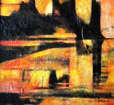 Peinture intitulée "de noir et d'or" par Andre Bourdin, Œuvre d'art originale, Huile