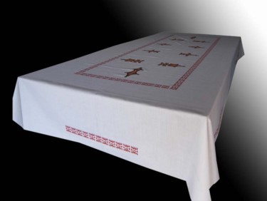 Art textile intitulée "NAPPE DE TABLE ART…" par Kebe, Œuvre d'art originale, Décoration de maison