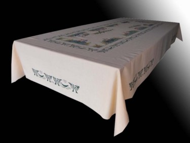Art textile intitulée "NAPPE DE TABLE ART…" par Kebe, Œuvre d'art originale, Décoration de maison