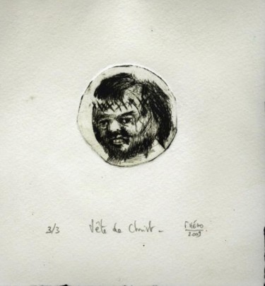 Dessin intitulée "Tête de Christ." par Frhégo, Œuvre d'art originale, Autre