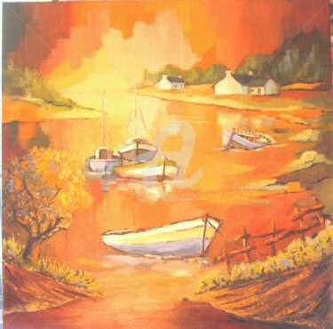 Peinture intitulée "Mouillage au Lindin…" par Jacky Dumergue, Œuvre d'art originale, Huile
