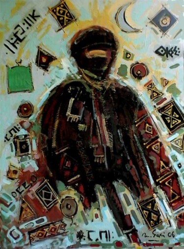 Peinture intitulée "Le targui" par M'Hamed Saci, Œuvre d'art originale