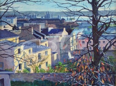 Peinture intitulée "Le quartier, les po…" par Claude Marchalot, Œuvre d'art originale, Acrylique
