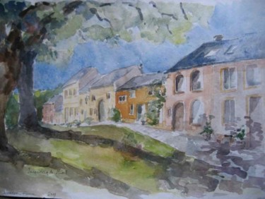Painting titled "Petit village en Fr…" by Jacqueline De Streel, Original Artwork